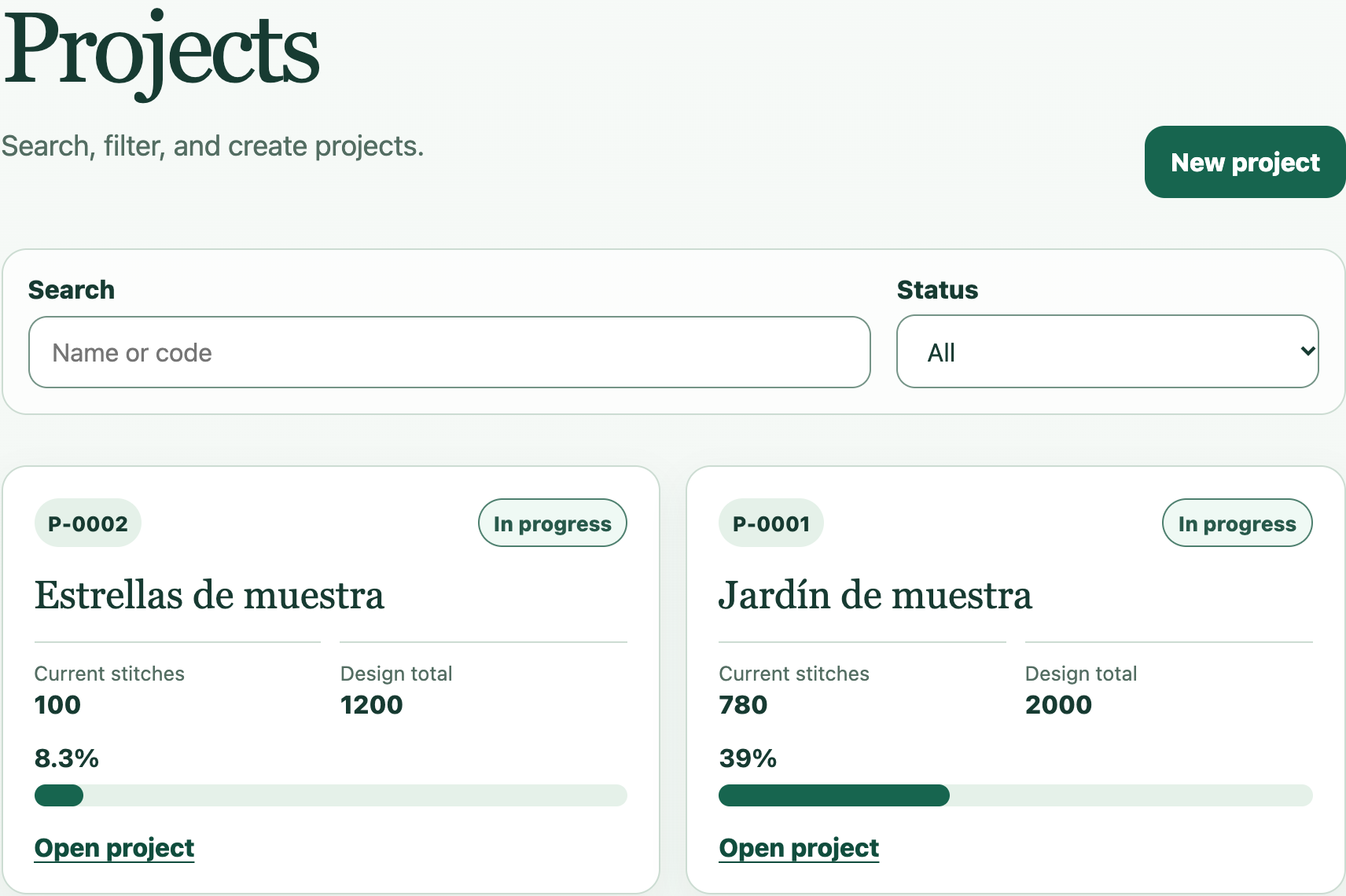Real screen: Organise your projects
